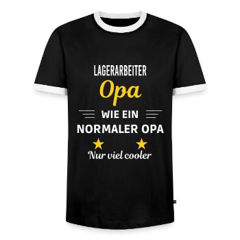 Opa wie ein normaler nur viel cooler Lagerarbeiter - Männer Kontrast-T-Shirt - Schwarz/Weiß - Vorne - AI Model Female 172 light (172cm) & AI Model Male 178 light (178cm)