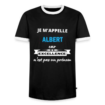 Je m'appelle excellence Albert - T-shirt contrasté Homme - noir/blanc - Devant - AI Model Female 172 light (172cm) & AI Model Male 178 light (178cm)