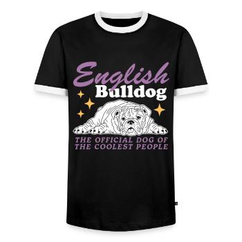 Bouledogue anglais Chien bouledogue anglais cadeau - T-shirt contrasté Homme - noir/blanc - Devant - AI Model Female 172 light (172cm) & AI Model Male 178 light (178cm)