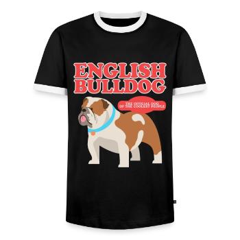 Bouledogue anglais Cadeau Bulldog anglais - T-shirt contrasté Homme - noir/blanc - Devant - AI Model Female 172 light (172cm) & AI Model Male 178 light (178cm)