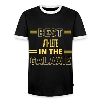Meilleur athlète de tous les temps dans la galaxie - T-shirt contrasté Homme - noir/blanc - Devant - AI Model Female 172 light (172cm) & AI Model Male 178 light (178cm)