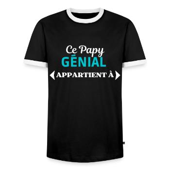 AJOUTEZ PRÉNOMS personalisable CE PAPY GÉNIAL - T-shirt contrasté Homme - noir/blanc - Devant - AI Model Female 172 light (172cm) & AI Model Male 178 light (178cm)