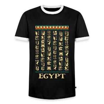 Hieroglyphics Pyramids Ancient Egypt - Men's Ringer Shirt - black/white - Front - AI Model Female 172 light (172cm) & AI Model Male 178 light (178cm)