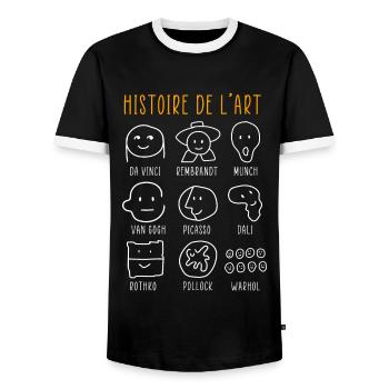 History of Art Famous Classical Painters - Men's Ringer Shirt - black/white - Front - AI Model Female 172 light (172cm) & AI Model Male 178 light (178cm)