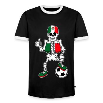 Skeleton Soccer Fan Mexico - Men's Ringer Shirt - black/white - Front - AI Model Female 172 light (172cm) & AI Model Male 178 light (178cm)