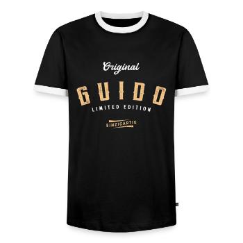 Guido Limited Edition - Männer Kontrast-T-Shirt - Schwarz/Weiß - Vorne - AI Model Female 172 light (172cm) & AI Model Male 178 light (178cm)