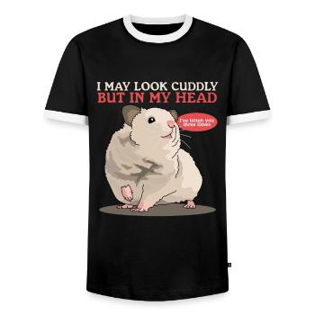 Hamster Golden Hamster Hamster Nain Cadeau - T-shirt contrasté Homme - noir/blanc - Devant - AI Model Female 172 light (172cm) & AI Model Male 178 light (178cm)