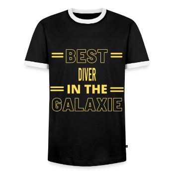 Das Beste aller Zeiten IM GALAXIE DIVER - Männer Kontrast-T-Shirt - Schwarz/Weiß - Vorne - AI Model Female 172 light (172cm) & AI Model Male 178 light (178cm)