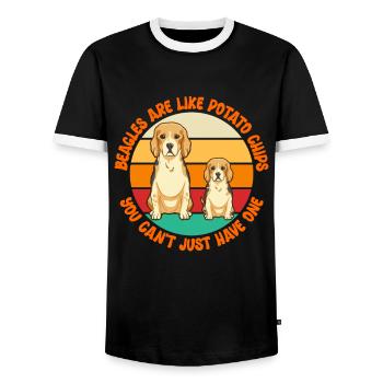 Beagle Dogs Dog Owner Dog Owner Cadeau - T-shirt contrasté Homme - noir/blanc - Devant - AI Model Female 172 light (172cm) & AI Model Male 178 light (178cm)