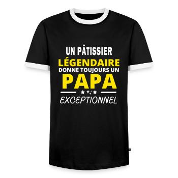 PÂTISSIER légendaire drôle papa exceptionnel - T-shirt contrasté Homme - noir/blanc - Devant - AI Model Female 172 light (172cm) & AI Model Male 178 light (178cm)