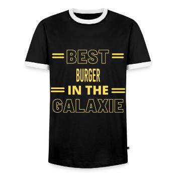 Das Beste aller Zeiten IM GALAXIE BURGER - Männer Kontrast-T-Shirt - Schwarz/Weiß - Vorne - AI Model Female 172 light (172cm) & AI Model Male 178 light (178cm)
