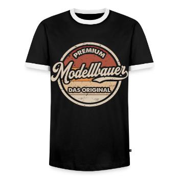 Modellbauer Original Lustiges Modellbau - Männer Kontrast-T-Shirt - Schwarz/Weiß - Vorne - AI Model Female 172 light (172cm) & AI Model Male 178 light (178cm)