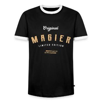 Magier Limited Edition Zauberer - Männer Kontrast-T-Shirt - Schwarz/Weiß - Vorne - AI Model Female 172 light (172cm) & AI Model Male 178 light (178cm)