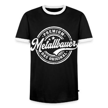 Metallbauer Original Lustiges Metallbau - Männer Kontrast-T-Shirt - Schwarz/Weiß - Vorne - AI Model Female 172 light (172cm) & AI Model Male 178 light (178cm)