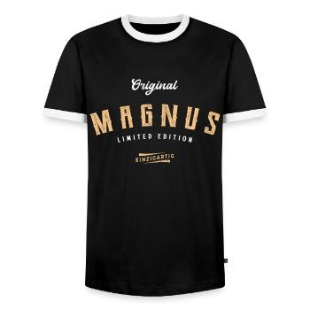 Magnus Limited Edition - Männer Kontrast-T-Shirt - Schwarz/Weiß - Vorne - AI Model Female 172 light (172cm) & AI Model Male 178 light (178cm)