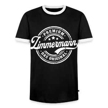 Zimmermann Original Lustiges Zimmerer - Männer Kontrast-T-Shirt - Schwarz/Weiß - Vorne - AI Model Female 172 light (172cm) & AI Model Male 178 light (178cm)