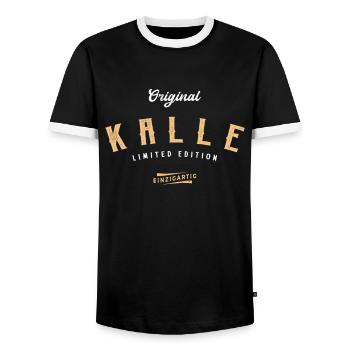 Kalle Limited Edition - Männer Kontrast-T-Shirt - Schwarz/Weiß - Vorne - AI Model Female 172 light (172cm) & AI Model Male 178 light (178cm)