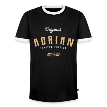Adrian Limited Edition - Männer Kontrast-T-Shirt - Schwarz/Weiß - Vorne - AI Model Female 172 light (172cm) & AI Model Male 178 light (178cm)