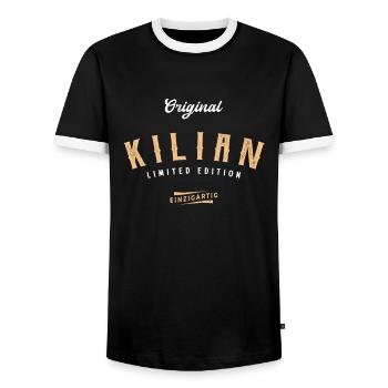 Kilian Limited Edition - Männer Kontrast-T-Shirt - Schwarz/Weiß - Vorne - AI Model Female 172 light (172cm) & AI Model Male 178 light (178cm)