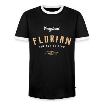 Florian Limited Edition - Männer Kontrast-T-Shirt - Schwarz/Weiß - Vorne - AI Model Female 172 light (172cm) & AI Model Male 178 light (178cm)