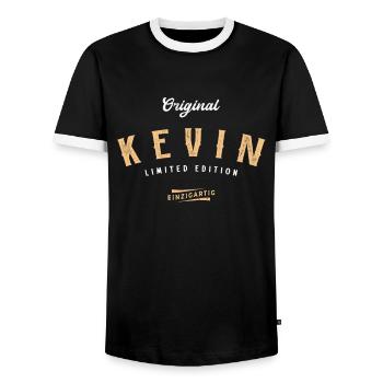 Kevin Limited Edition - Männer Kontrast-T-Shirt - Schwarz/Weiß - Vorne - AI Model Female 172 light (172cm) & AI Model Male 178 light (178cm)