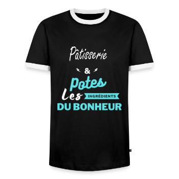 potes les ingrédients du bonheur Pâtisserie - T-shirt contrasté Homme - noir/blanc - Devant - AI Model Female 172 light (172cm) & AI Model Male 178 light (178cm)