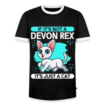 Devon Rex Cat Cat Owner Cat Gift - Men's Ringer Shirt - black/white - Front - AI Model Female 172 light (172cm) & AI Model Male 178 light (178cm)