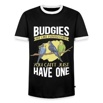 Cadeau de perruche du propriétaire de Budgerigar - T-shirt contrasté Homme - noir/blanc - Devant - AI Model Female 172 light (172cm) & AI Model Male 178 light (178cm)