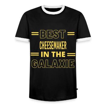 Best Ever IN THE GALAXIE CHEESEMAKER - Men's Ringer Shirt - black/white - Front - AI Model Female 172 light (172cm) & AI Model Male 178 light (178cm)