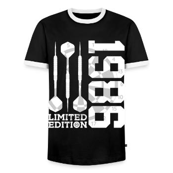 ÉDITION LIMITÉE 1986 DARTS 40E ANNIVERSAIRE - T-shirt contrasté Homme - noir/blanc - Devant - AI Model Female 172 light (172cm) & AI Model Male 178 light (178cm)