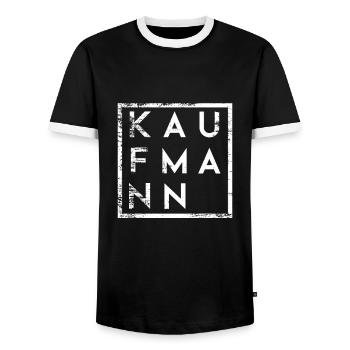 Kaufmann Minimalismus - Männer Kontrast-T-Shirt - Schwarz/Weiß - Vorne - AI Model Female 172 light (172cm) & AI Model Male 178 light (178cm)