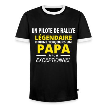 PILOTE DE RALLYE légendaire drôle papa - T-shirt contrasté Homme - noir/blanc - Devant - AI Model Female 172 light (172cm) & AI Model Male 178 light (178cm)