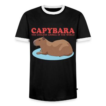 Capybara Capybaras Wasserschwein Geschenk - Männer Kontrast-T-Shirt - Schwarz/Weiß - Vorne - AI Model Female 172 light (172cm) & AI Model Male 178 light (178cm)