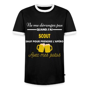Ne me dérangez pas QUAND J'ai l'apéro scout - T-shirt contrasté Homme - noir/blanc - Devant - AI Model Female 172 light (172cm) & AI Model Male 178 light (178cm)