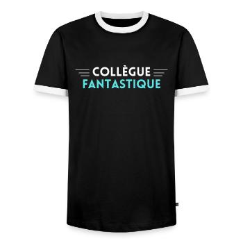 Collègue fantastique - T-shirt contrasté Homme - noir/blanc - Devant - AI Model Female 172 light (172cm) & AI Model Male 178 light (178cm)