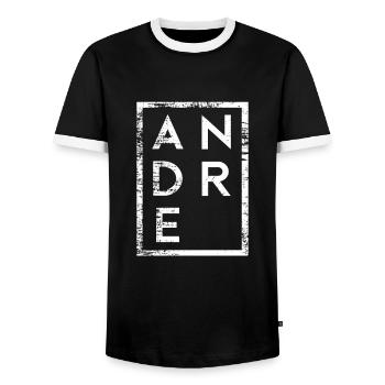 Andre Minimalism - Men's Ringer Shirt - black/white - Front - AI Model Female 172 light (172cm) & AI Model Male 178 light (178cm)