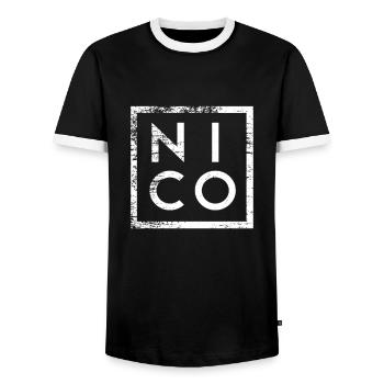 Nico Minimalismus - Männer Kontrast-T-Shirt - Schwarz/Weiß - Vorne - AI Model Female 172 light (172cm) & AI Model Male 178 light (178cm)