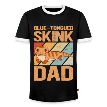 Bluetongued skink | Blue Tongued Skink Dad Gift - Men's Ringer Shirt - black/white - Front - AI Model Female 172 light (172cm) & AI Model Male 178 light (178cm)