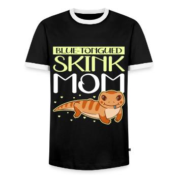 Bluetongued Skink Mom Blue Tongued Skink Gift - Men's Ringer Shirt - black/white - Front - AI Model Female 172 light (172cm) & AI Model Male 178 light (178cm)