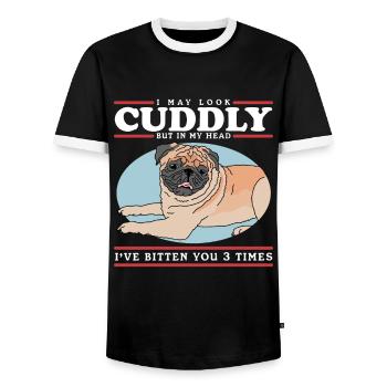 Pug Dogs Dog Owner Dog Owner Gift - Men's Ringer Shirt - black/white - Front - AI Model Female 172 light (172cm) & AI Model Male 178 light (178cm)