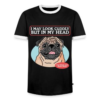 Pug Dogs Dog Owner Dog Owner Gift - Men's Ringer Shirt - black/white - Front - AI Model Female 172 light (172cm) & AI Model Male 178 light (178cm)