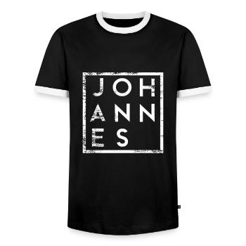Johannes Minimalisme - T-shirt contrasté Homme - noir/blanc - Devant - AI Model Female 172 light (172cm) & AI Model Male 178 light (178cm)