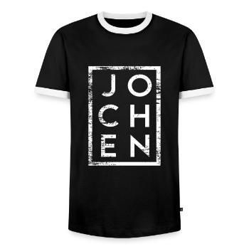 Jochen Minimalism - Men's Ringer Shirt - black/white - Front - AI Model Female 172 light (172cm) & AI Model Male 178 light (178cm)