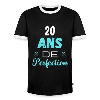 âge de la perfection cadeau humoristique 20 ans - T-shirt contrasté Homme - noir/blanc - Devant - AI Model Female 172 light (172cm) & AI Model Male 178 light (178cm)