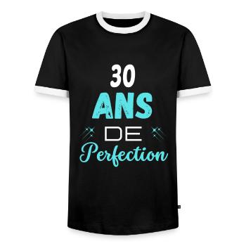 âge de la perfection cadeau humoristique 30 ans - T-shirt contrasté Homme - noir/blanc - Devant - AI Model Female 172 light (172cm) & AI Model Male 178 light (178cm)