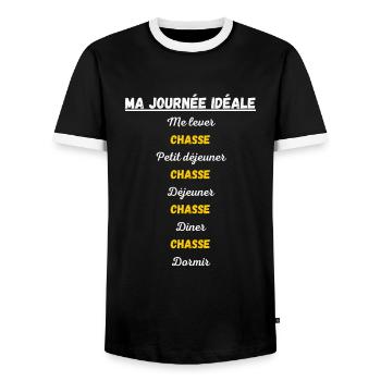 chasse ma journée idéale - idée cadeau - T-shirt contrasté Homme - noir/blanc - Devant - AI Model Female 172 light (172cm) & AI Model Male 178 light (178cm)