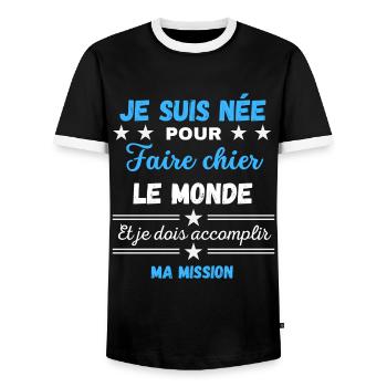née pour Faire Chier Je Dois accomplir ma Mission - T-shirt contrasté Homme - noir/blanc - Devant - AI Model Female 172 light (172cm) & AI Model Male 178 light (178cm)