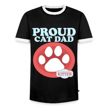 Cat Daddy Cat Owner Cat Gift - Men's Ringer Shirt - black/white - Front - AI Model Female 172 light (172cm) & AI Model Male 178 light (178cm)