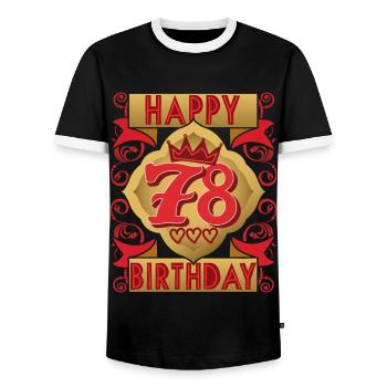 78th birthday 78 years old saying, vintage design - Men's Ringer Shirt - black/white - Front - AI Model Female 172 light (172cm) & AI Model Male 178 light (178cm)