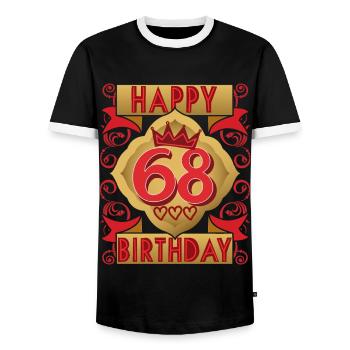 68. Geburtstag 68 Jahre alt Spruch, Vintage-Design - Männer Kontrast-T-Shirt - Schwarz/Weiß - Vorne - AI Model Female 172 light (172cm) & AI Model Male 178 light (178cm)